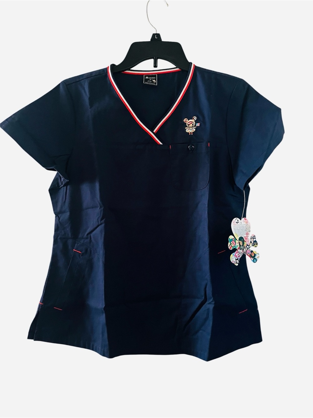 Koi x Tokidoki Navy Blue Americana Medical Scrub Top with Donutella